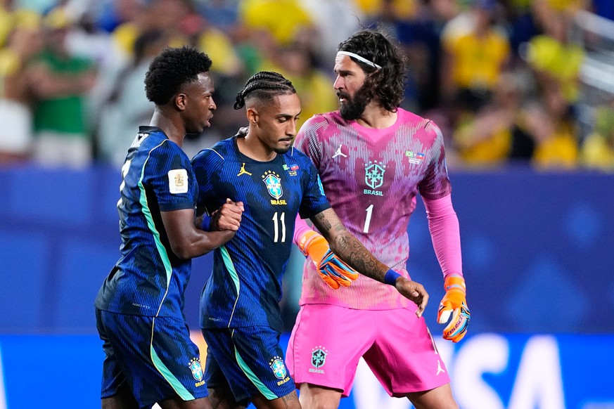 Brazil's Raphinha (11) leaves the pitch during the World Cup Group C soccer match between Brazil and Haiti in Philadelphia, Friday, June 19, 2026. (AP Photo/Petr David Josek)
Haiti Brazil WCup So ...
