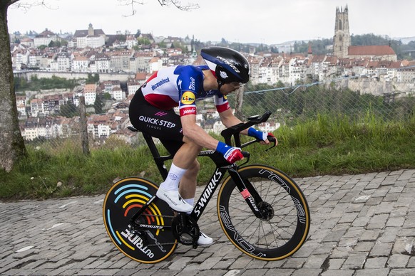 Remi Cavagna from France of team Deceuninck-Quick-Step competes during the fifth and last stage, a 16,2 km race against the clock at the 74th Tour de Romandie UCI ProTour cycling race in Fribourg, Swi ...