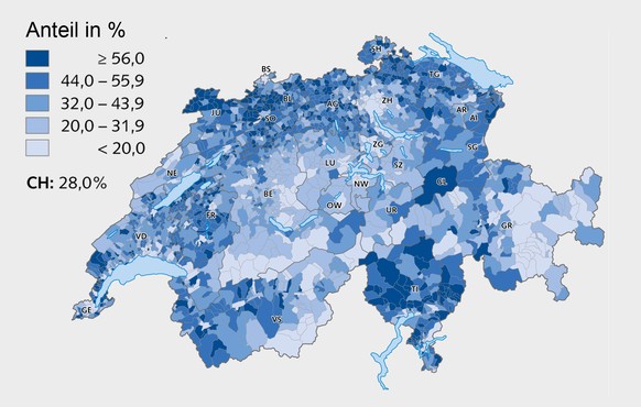 Anteil Haushalte in Einfamilienhäusern.