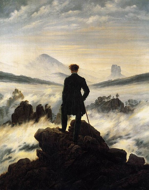 Caspar David Friedrichs «Der Wanderer über dem Nebelmeer», 1818.