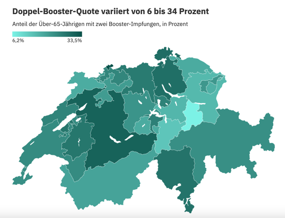 Am höchsten ist die Quote in Basel-Stadt, Bern und Schaffhausen. Am niedrigsten ist sie in St. Gallen, Uri und Glarus.