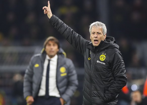 epa07975070 Dortmund&#039;s head coach Lucien Favre reacts during the UEFA Champions League group F soccer match between Borussia Dortmund and Inter Milan in Dortmund, Germany, 05 November 2019. EPA/F ...