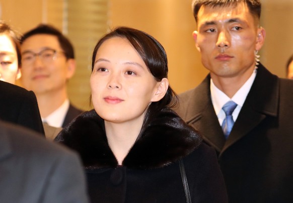 Kim Yo Jong, sister of North Korean leader Kim Jong Un, center, arrives at Incheon International Airport in Incheon, South Korea, Friday, Feb. 9, 2018. A high-level North Korean government delegation  ...