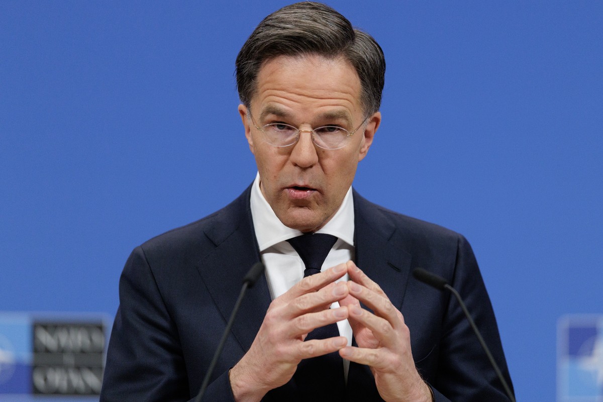 epa12850843 North Atlantic Treaty Organization (NATO) Secretary General Mark Rutte presents his Annual Report for 2025 at NATO headquarters in Brussels, Belgium, 26 March 2026. EPA/OLIVIER MATTHYS