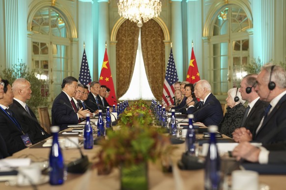 President Joe Biden Meets with China&#039;s President President Xi Jinping at the Filoli Estate in Woodside, Calif., Wednesday, Nov, 15, 2023, on the sidelines of the Asia-Pacific Economic Cooperative ...