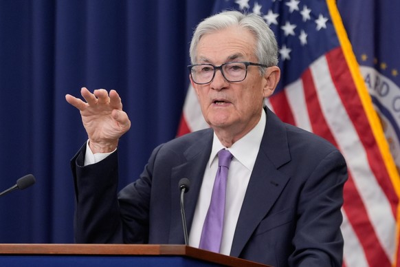 FILE _ Federal Reserve Chairman Jerome Powell speaks at a news conference after the Federal Open Market Committee meeting Oct. 29, 2025, at the Federal Reserve Board Building in Washington. (AP Photo/ ...