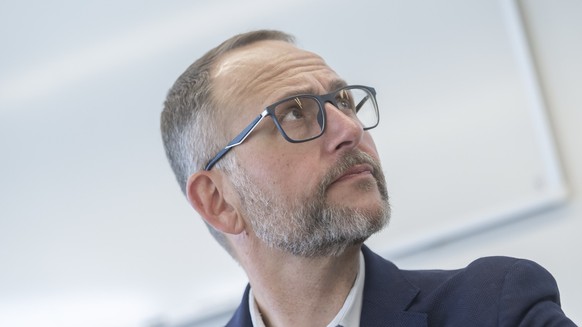 Staatsrat Norman Gobbi an der Medienkonferenz anlaesslich der Einweihung des neuen Bundesasylzentrums Pasture, am Freitag, 24. Mai 2024 in Balerna im Kanton Tessin. (KEYSTONE/Ti-Press/Pablo Gianinazzi ...