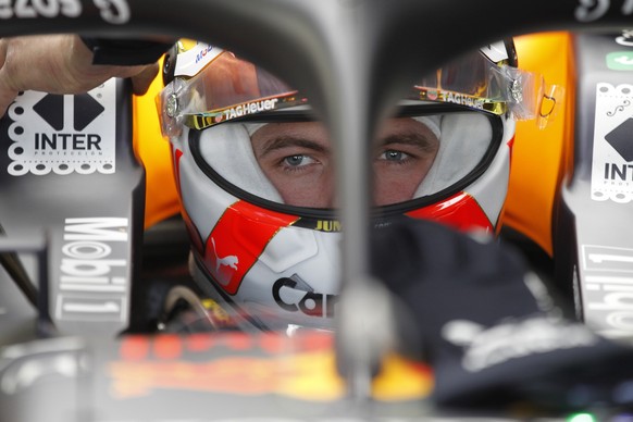 Red Bull driver Max Verstappen, of The Netherlands, sits in his vehicle prior the start of the Formula One Mexico Grand Prix auto race at the Hermanos Rodriguez racetrack in Mexico City, Sunday, Nov.  ...
