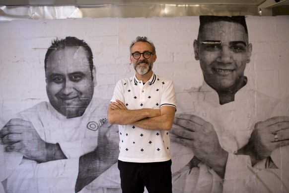 Italian chef Massimo Bottura poses for a photo at his gourmet soup kitchen ReffetoRio Gastromotiva in Rio de Janeiro, Brazil, Sunday, Aug. 14, 2016. With so many questions swirling about the huge pric ...