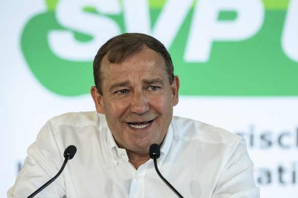SVP Nationalrat Thomas Matter, anlaesslich einer Delegiertenversammlung der SVP vom Samstag, 1. Juli 2023 in Kuessnacht am Rigi. (KEYSTONE/Urs Flueeler).