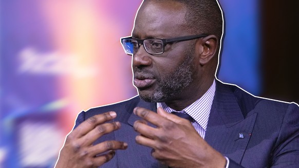Tidjane Thiam, CEO of Credit Suisse, speaks at the Bloomberg Global Business Forum, Wednesday, Sept. 25, 2019, in New York. (AP Photo/Mark Lennihan)
