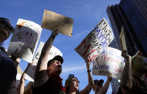 Protesters rally at the Ohio Statehouse in support of abortion after the Supreme Court overturned Roe vs. Wade on Friday, June 24, 2022 in Columbus, Ohio. The Supreme Court on Friday stripped away wom ...