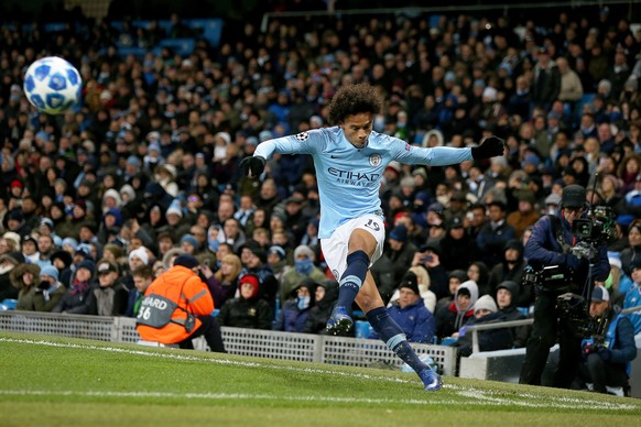 epa07227156 Manchester City&#039;s Leroy Sane in action during the UEFA Champions League group H soccer match between Manchester City and 1899 Hoffenheim in Manchester, Britain, 12 December 2018. EPA/ ...