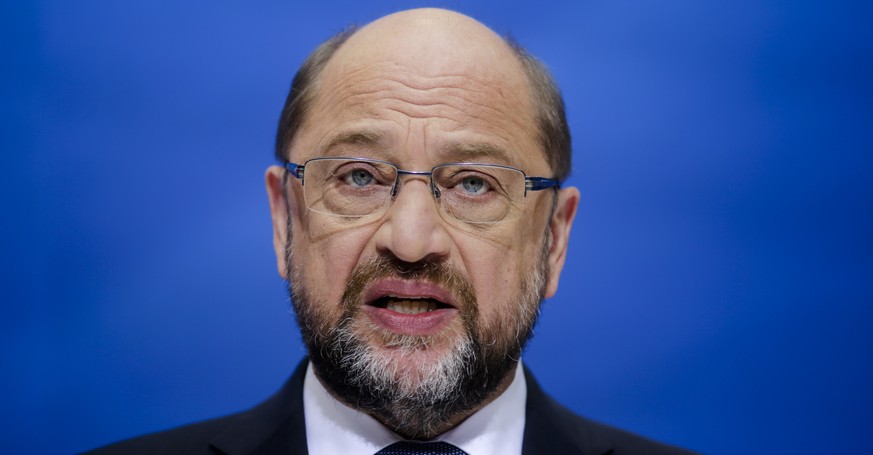 FILE - In this Sept. 11, 2017 file photo Martin Schulz, Social Democratic Party, SPD, top candidate for the upcoming parliament election in Germany attends a news conference in Berlin. Schulz will cha ...