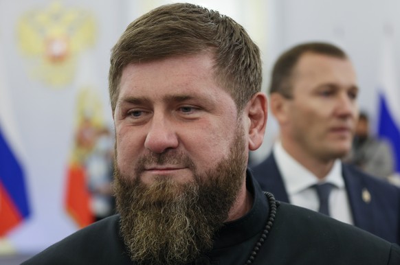 FILE - Chechnya's regional leader Ramzan Kadyrov arrives to attend a ceremony to sign the treaties for four regions of Ukraine to join Russia, at the Moscow Kremlin, Friday, September 30, 2022. Yevgeny ...