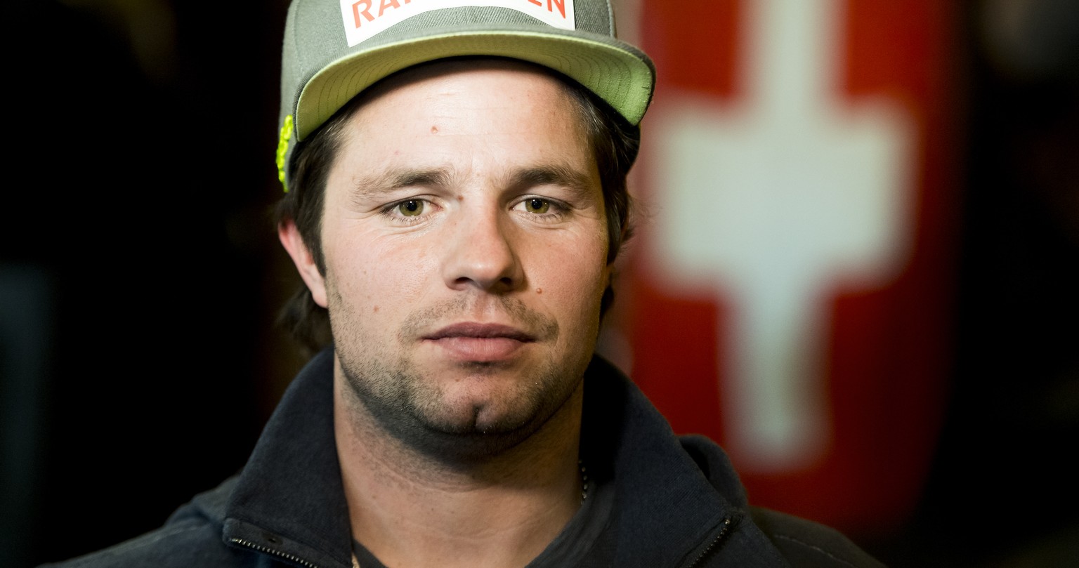 Beat Feuz of Switzerland reacts during the Swiss-Ski federation press conference of the FIS Alpine Ski World Cup at the Lauberhorn, in Wengen, Switzerland, Wednesday, January 11, 2017. (KEYSTONE/Jean- ...