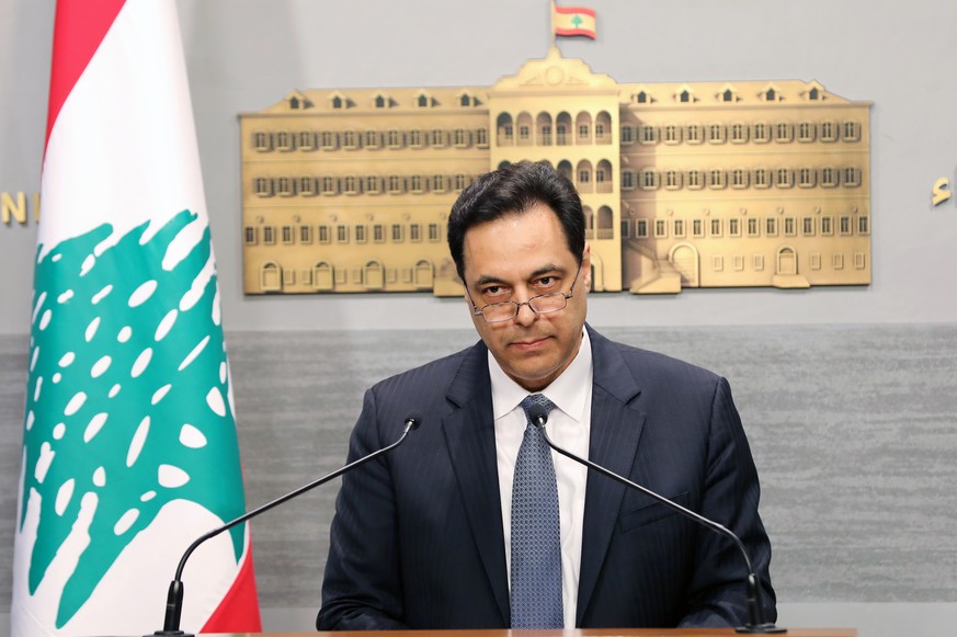 Ministerpräsident Hassan Diab bei seiner Fernsehansprache. 