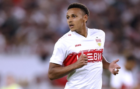 JAQUEZ Luca Team VfB Stuttgart Franz Beckenbauer Supercup 2025 Supercup VfB Stuttgart - FC Bayern Muenchen 1 : 2 am 16.08.2025 in Stuttgart DFL REGULATIONS PROHIBIT ANY USE OF PHOTOGRAPHS as IMAGE SEQ ...