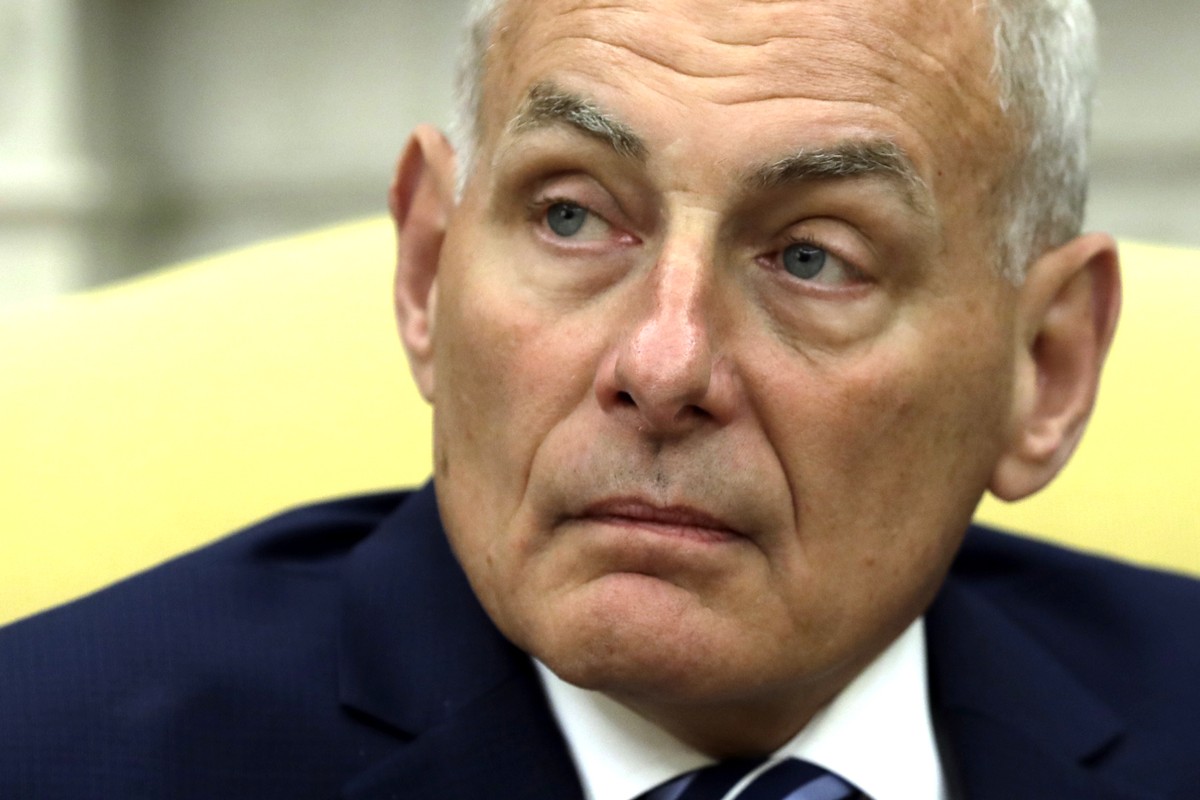 New White House Chief of Staff John Kelly after being privately sworn in during a ceremony in the Oval Office with President Donald Trump, Monday, July 31, 2017, in Washington. (AP Photo/Evan Vucci)