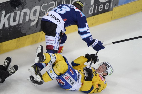 Harte Landung des HCD: Die Bündner tauchen gegen die Lakers.