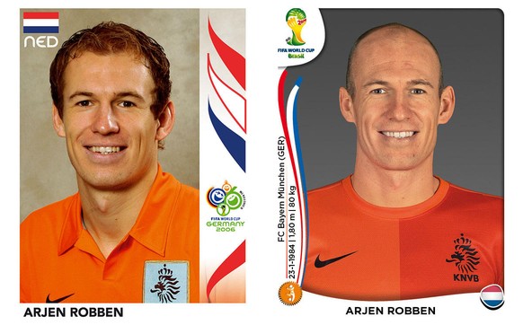 Arjen Robben 2006 und 2014: Die Haare, die Haare!