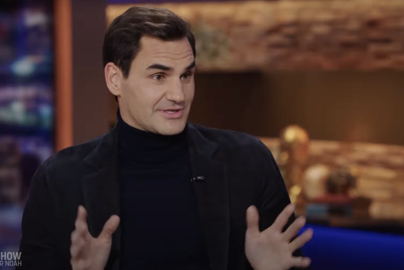 Roger Federer on the Daily Show talking to Trevor Noah