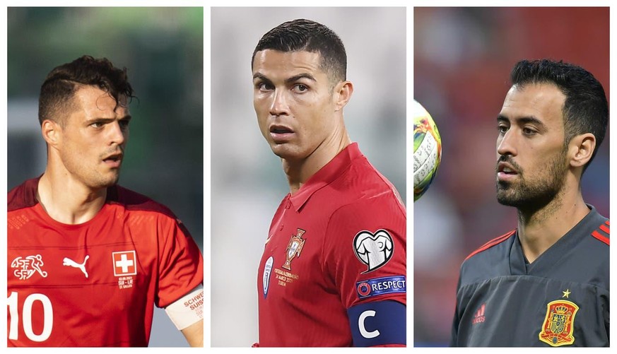 Kein Corona, dafür ein neues Tattoo: Granit Xhaka (links). Kein Corona, dafür Angst vor einer Quarantäne: Portugals Superstar Cristiano Ronaldo (Mitte). Coronapositiv und zu Beginn der EM nicht dabei: ...