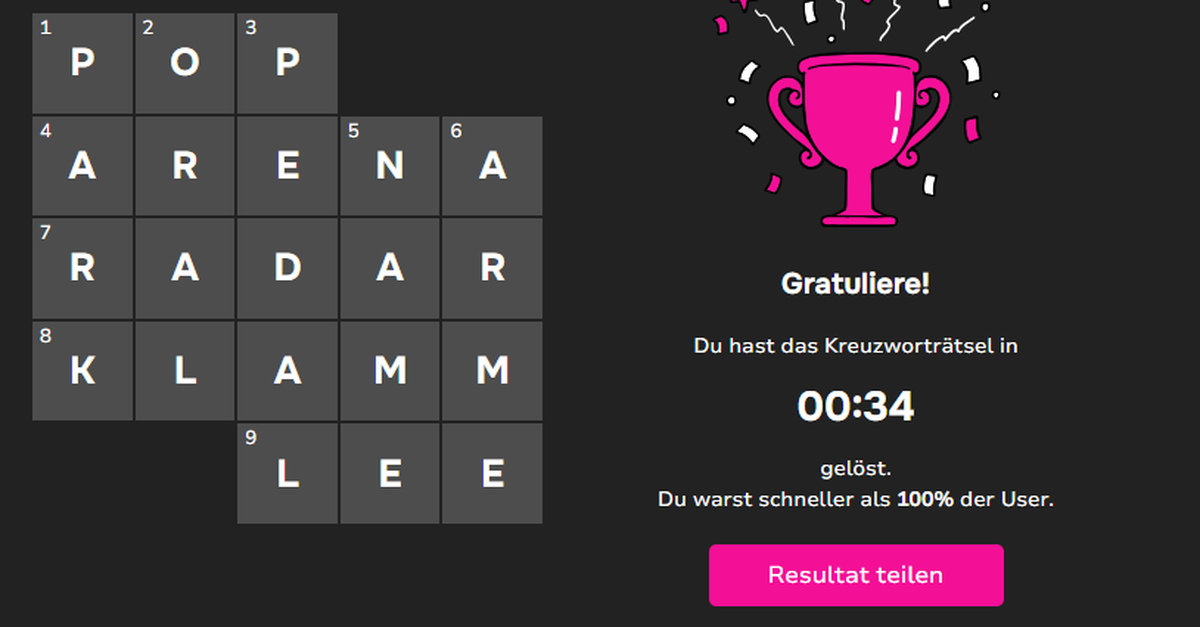 Online Kreuzwortrtsel Gewinnspiel