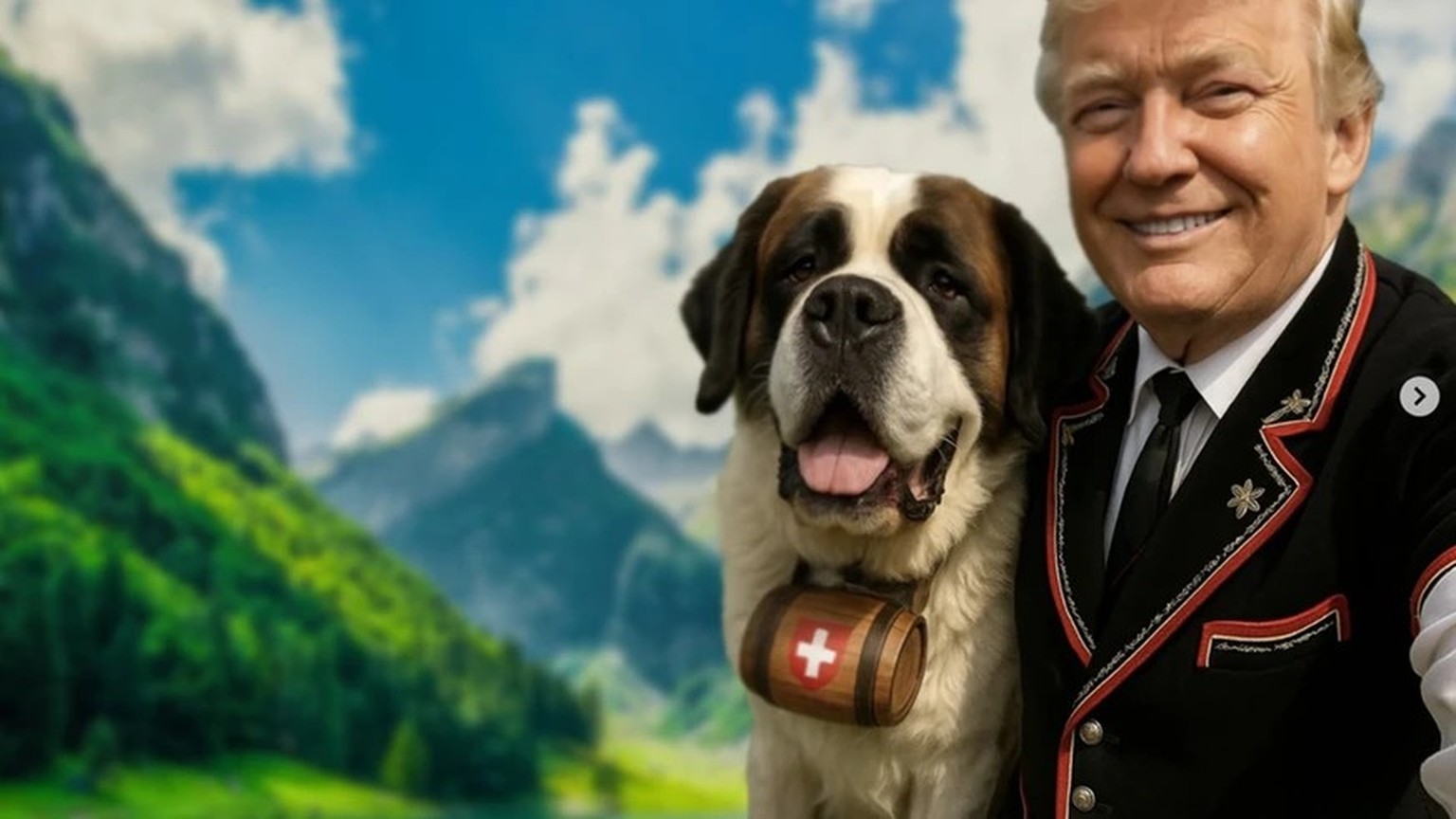 KI-Bild Trump Bernhardiner, von Schweizer Trumpisten