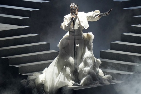 Sheldon Riley from Australia singing &#039;Not The Same&#039; performs during the second semi final at the Eurovision Song Contest in Turin, Italy, Thursday, May 12, 2022. (AP Photo/Luca Bruno)