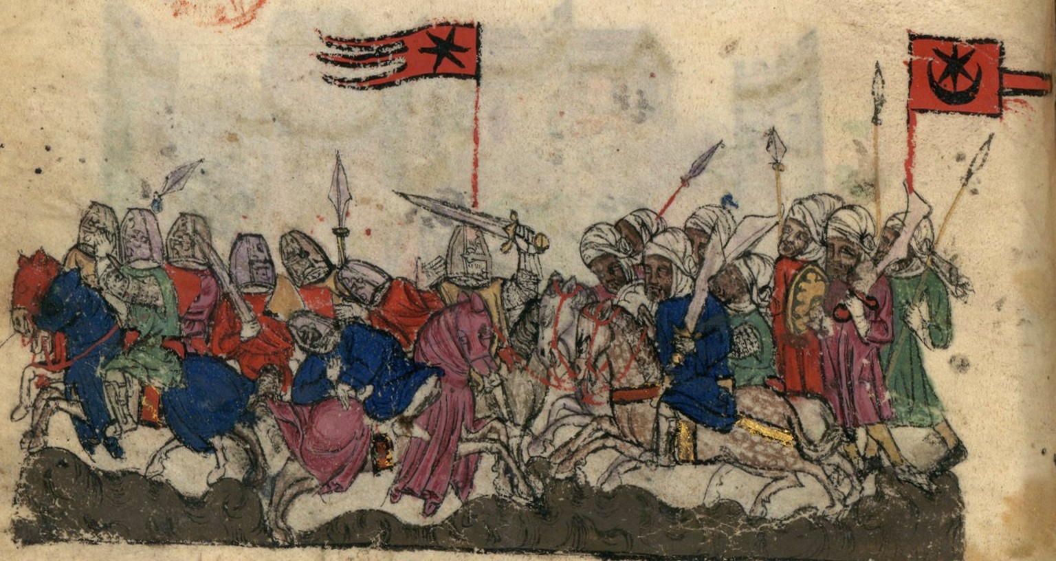 Schlacht am Jarmuk, Darstellung aus dem 14. Jahrhundert.&nbsp;