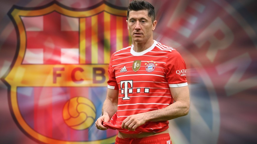 FOTOMONTAGE: Robert Lewandowski will zum FC Barcelona, Barca Doch es soll auch einen Plan B geben-ein Wechsel zu Paris Saint Gernain oder zum FC Chelsea koennte moeglich sein-Hauptsache weg vom FC Bay ...