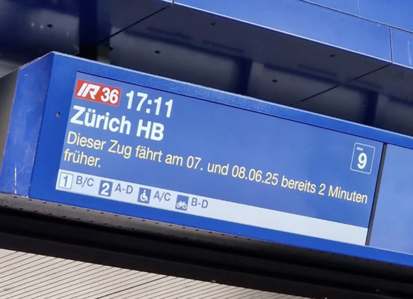 zug fährt zu früh