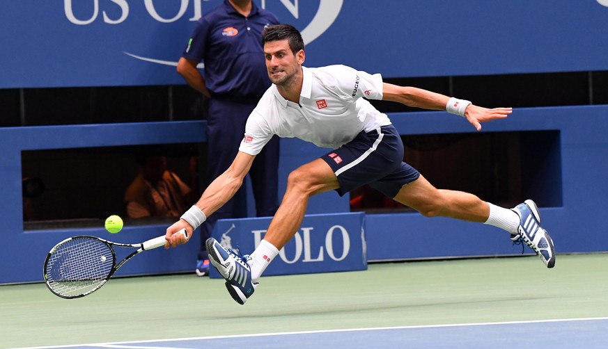 Sept 9, 2016; New York, NY, USA; 
Novak Djokovic of Serbia playing Gael Monfils of France on day twelve of the 2016 U.S. Open tennis tournament at USTA Billie Jean King National Tennis Center. Mandato ...