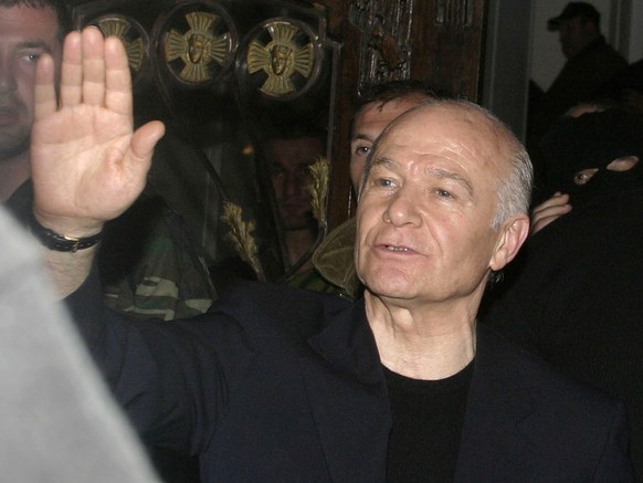 Adzharian leader Aslan Abashidze speaks to the media Wednesday night, May 5, 2004 in the regional capital of Batumi. Abashidze resigned and left for Russia on Thursday, May 6, 2004, after a monthslong ...