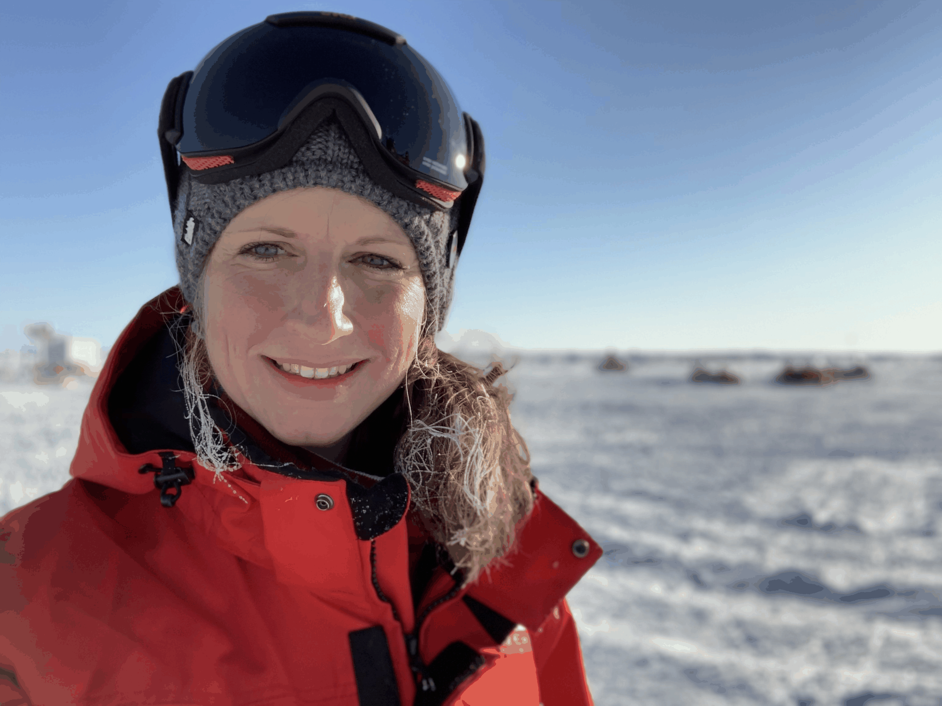 Stefanie Arndt on the MOSAiC ice floe during MOSAiC Leg 3.