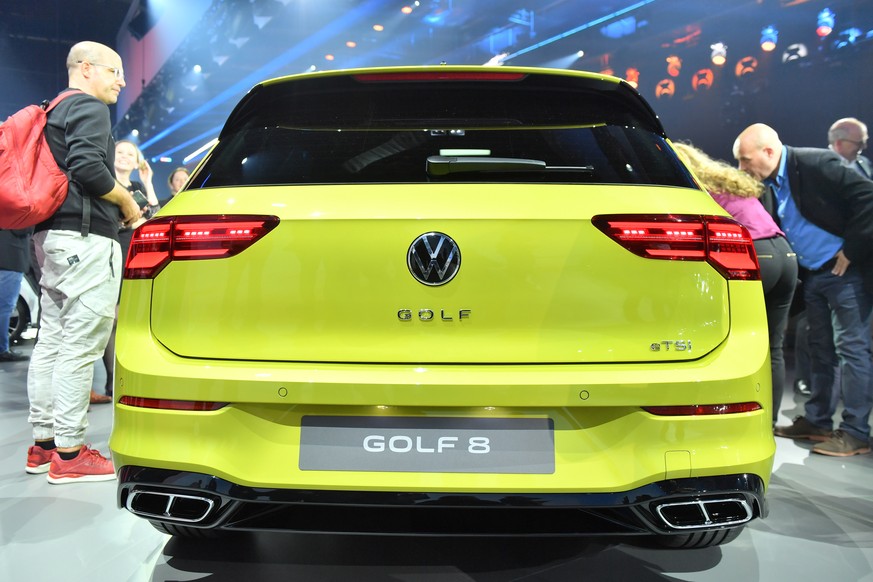 epa07946912 The new Volkswagen Golf VIII car is presented in Wolfsburg, northern Germany, 24 October 2019. The Golf car production starts in 1974, since then more than 36 million cars has been built.  ...