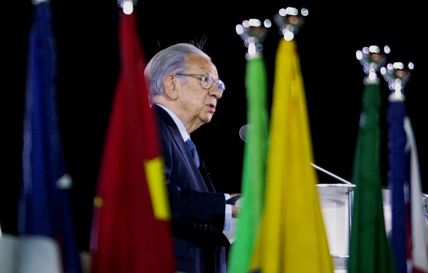 International Olympic Committee president Juan Antonio Samaranch opens the games of the 2000 Summer Olympics during the opening ceremony at the Olympic Stadium in Sydney, Australia, Friday, Sept. 15,  ...