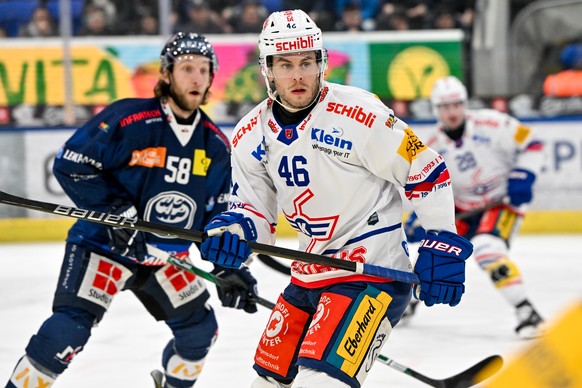 Pontus Aberg (EHCK) in action, during the play-in game of National League Swiss Championship 2024/25 between HC Ambri Piotta and EHC Kloten at the ice stadium Gottardo Arena, Switzerland, Saturday, Ma ...