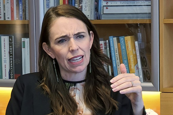 FILE - In this Dec. 16, 2020, file photo, New Zealand&#039;s Prime Minister Jacinda Ardern speaks during an interviewed in her office at the parliament in Wellington, New Zealand. Ardern said late Sat ...