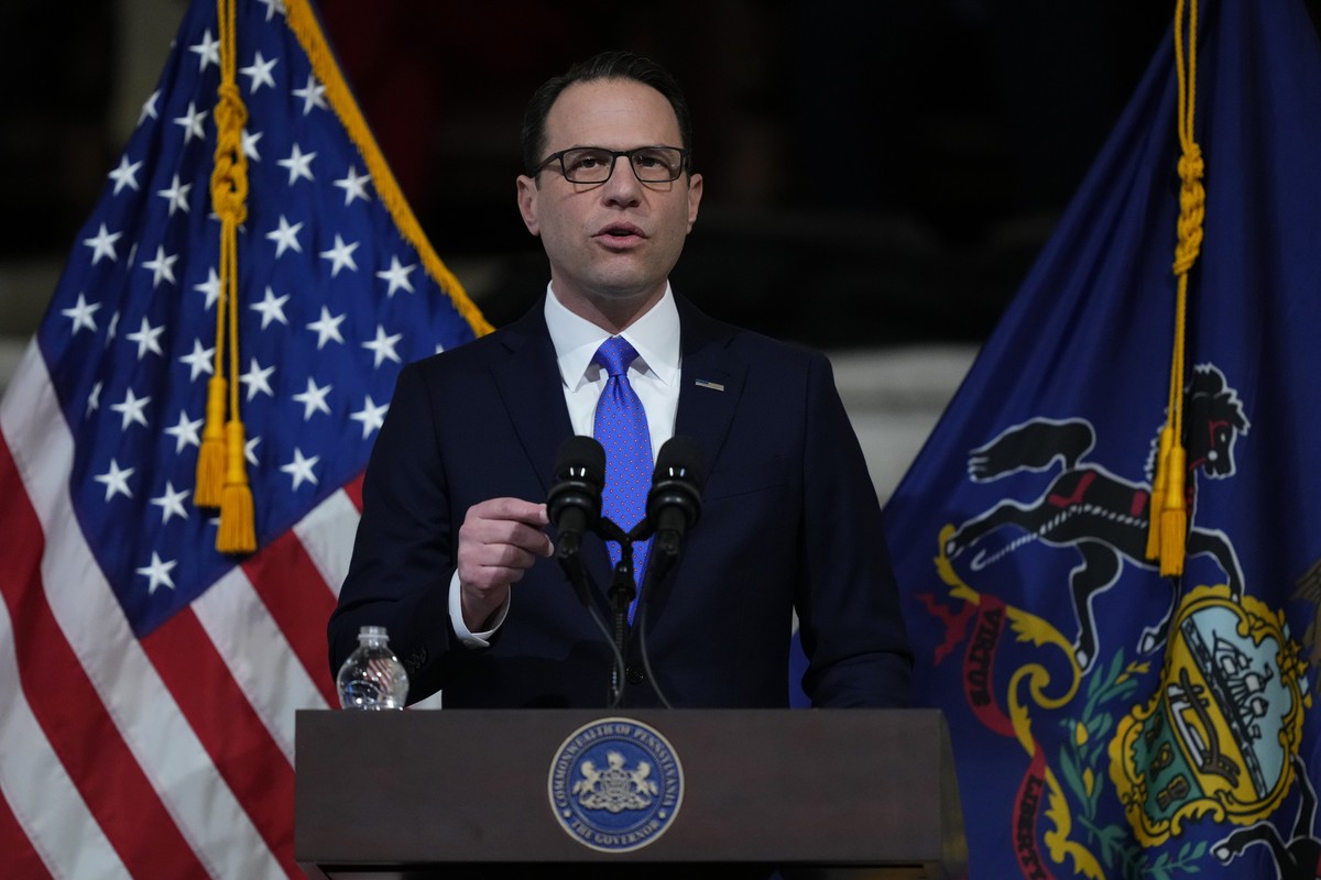 Gov. Josh Shapiro delivers his budget address for the 2024-25 fiscal year to a joint session of the Pennsylvania House and Senate in the Rotunda of the state Capitol in Harrisburg, Pa., Wednesday, Feb ...