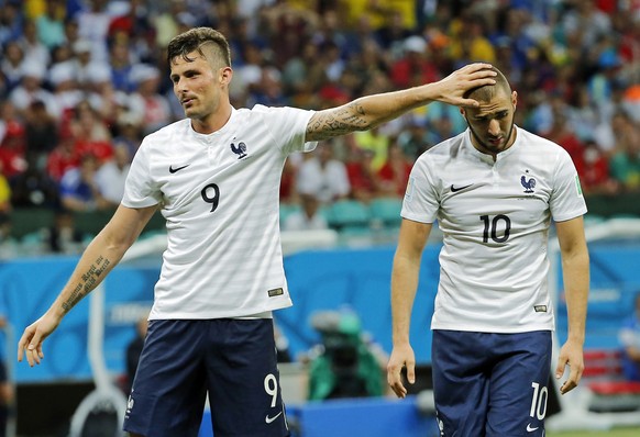 An der WM in Brasilien waren Giroud und Benzema noch zusammen für Frankreich im Einsatz.