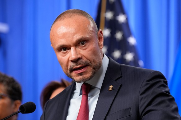 Dan Bongino, FBI deputy director, speaks during a news conference at the Department of Justice, Thursday, Dec. 4, 2025, in Washington. (AP Photo/Alex Brandon)
Pam Bondi,Kash Patel,Jeanine Pirro