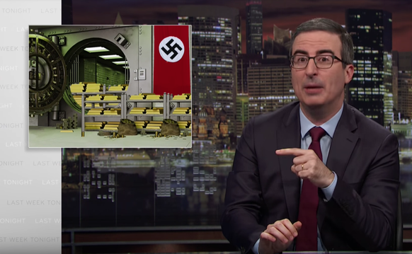 John Oliver spielt in dem Beitrag die «Nazi-Gold in Schweizer Tresoren»-Karte. Selbst wenn dies nicht zur aktuellen Steuerproblematik passte.