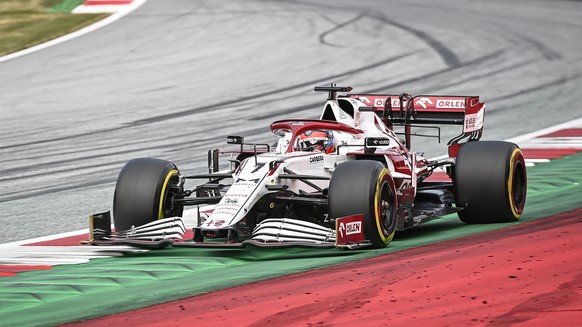 epa09322291 Finnish Formula One driver Kimi Raikkonen of Alfa Romeo in action during the Formula One Grand Prix of Austria at the Red Bull Ring in Spielberg, Austria, 04 July 2021. EPA/CHRISTIAN BRUNA