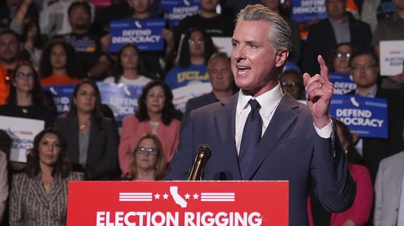 California Gov. Gavin Newsom speaks during a news conference Thursday, Aug. 14, 2025, in Los Angeles. (AP Photo/Marcio Jose Sanchez)
Election 2026 Redistricting California