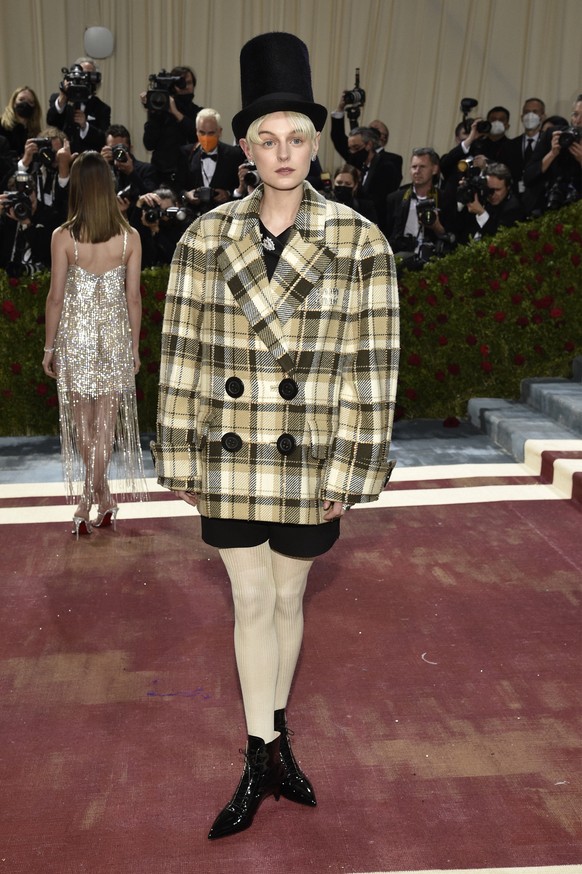 Emma Corrin attends The Metropolitan Museum of Art's Costume Institute benefit gala celebrating the opening of the "In America: An Anthology of Fashion" exhibition on Monday, May 2, 202 ...