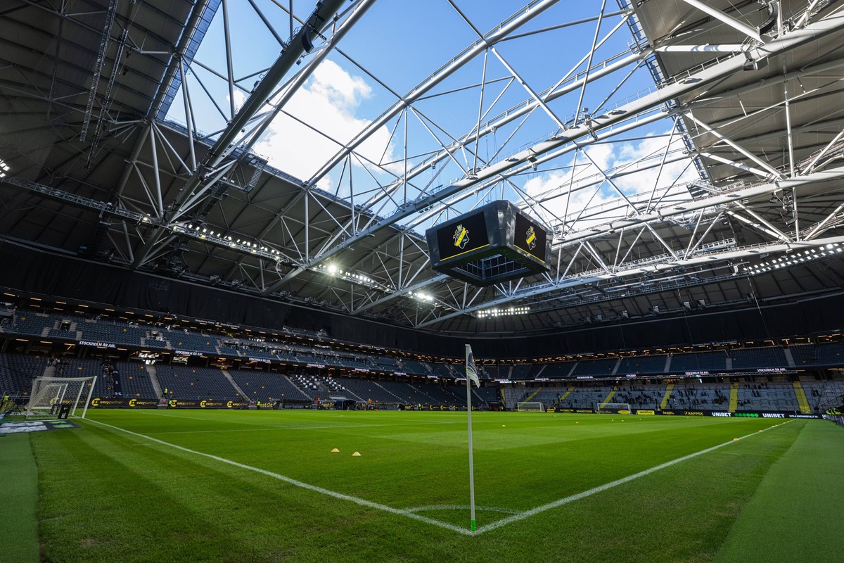 250928 Strawberry Arena inf�r fotbollsmatchen i Allsvenskan mellan AIK och GAIS den 28 september 2025 i Stockholm. *** 250928 Strawberry Arena before the football match in Allsvenskan between AIK and  ...