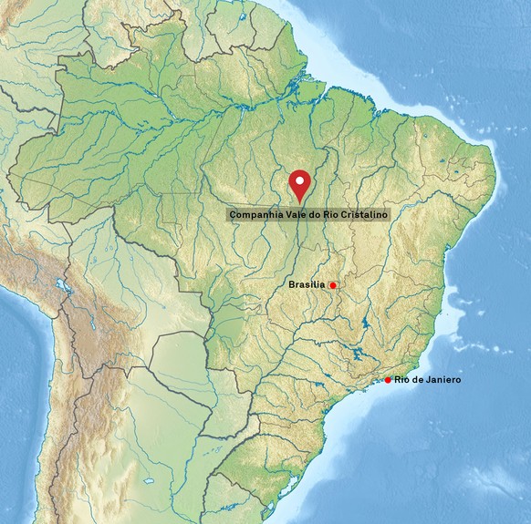 Lage der Rinderfarm Companhia Vale do Rio Cristalino in Brasilien.