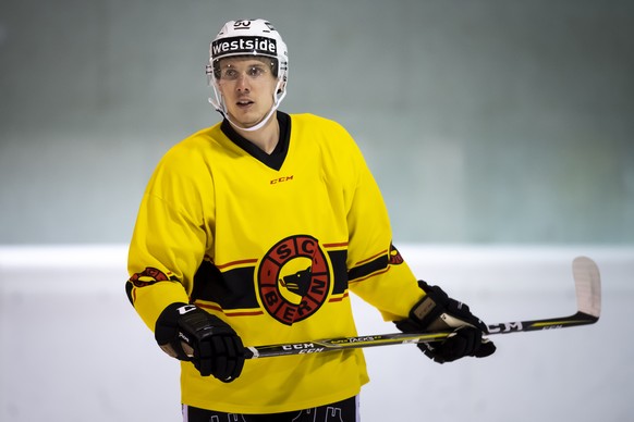 Berns Miika Koivisto, fotografiert waehrend dem ersten offiziellen Eistraining der Saison 2019/20, am Montag, 5. August 2019, in der Postfinance Arena in Bern. (KEYSTONE/Anthony Anex)